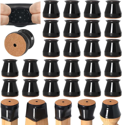 VIUME 24 Pcs Chair Leg Floor Protectors for Hardwood Floors Round | Silicone Covers Felt Pads Furniture Leg Caps Anti-Scratch Reduce Noise Fit (1-5/16" to 2")