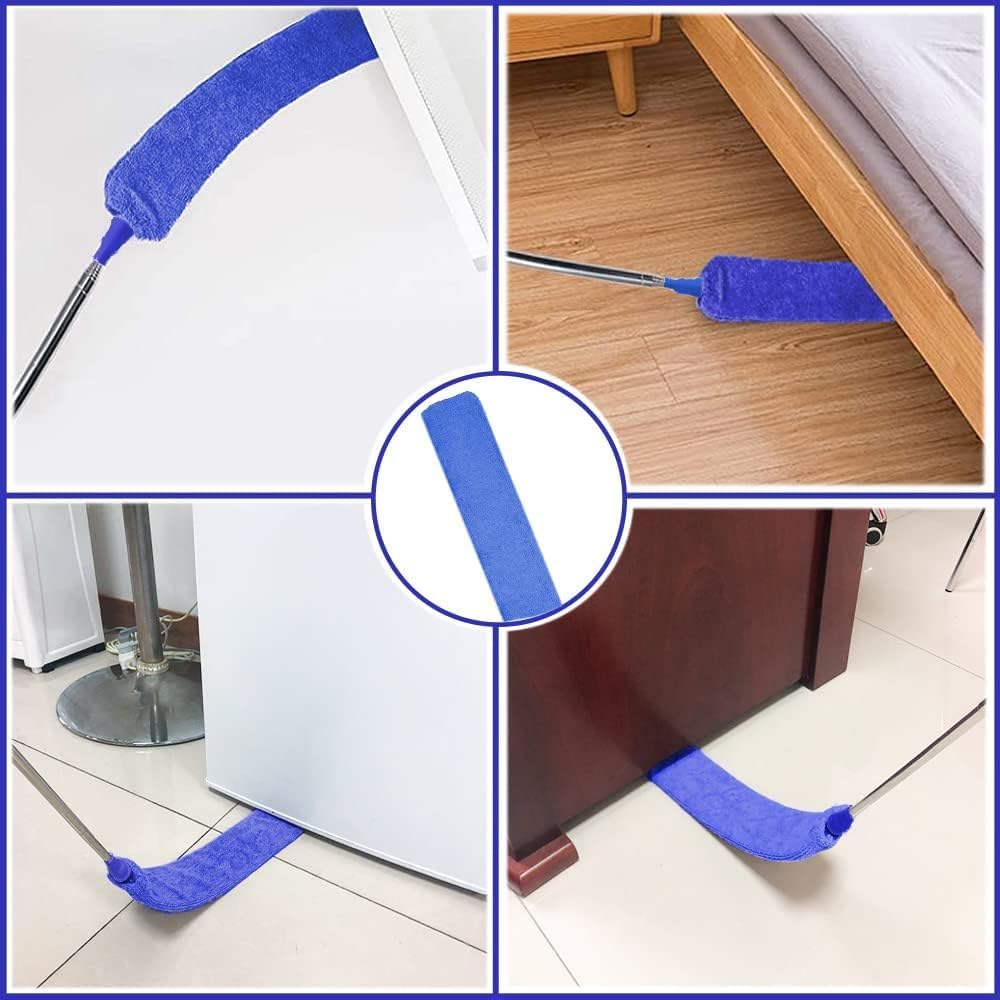 Retractable Gap Dust Cleaner Brush with Long Handle (30 to 100 inches), Cleaning Tools with 3 Microfiber Dusting Cloths, Extendable Duster for Cleaning Under Refrigerator Sofa Couch Bed Furniture