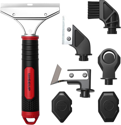 WISEUP Caulking Tool，6 in 1 Caulk Remover Tool with Grout Scraper，Brush | Caulking Tool Kit for Kitchen,Bathroom,Window,Door