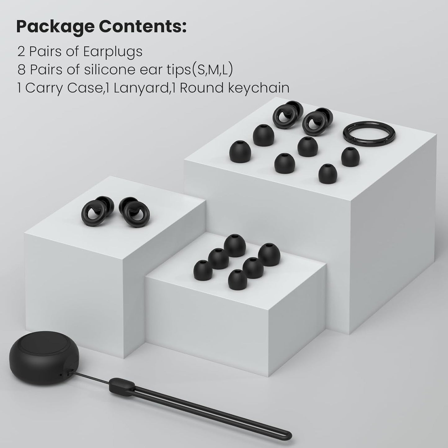 JUSTRVN Ear Plugs for Sleeping,2 Pairs of Stylish Reusable Noise Reduction Earplugs with 8 Pairs Tips & case,Hearing Protection Earplugs for Concert,Travel,Work,Live Events - 25dB-30dB