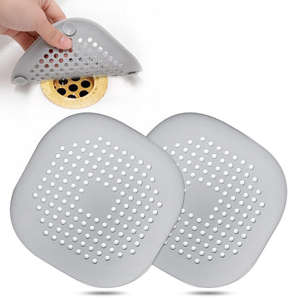 Bovinde Hair Drain Catcher,Square Cover for Shower 2 Pack (Black) | Drainer Cover Silicone Hair Stopper with Suction Cups,Protector Accessories,Easy to Install Suit for Bathroom,Bathtub,Sink