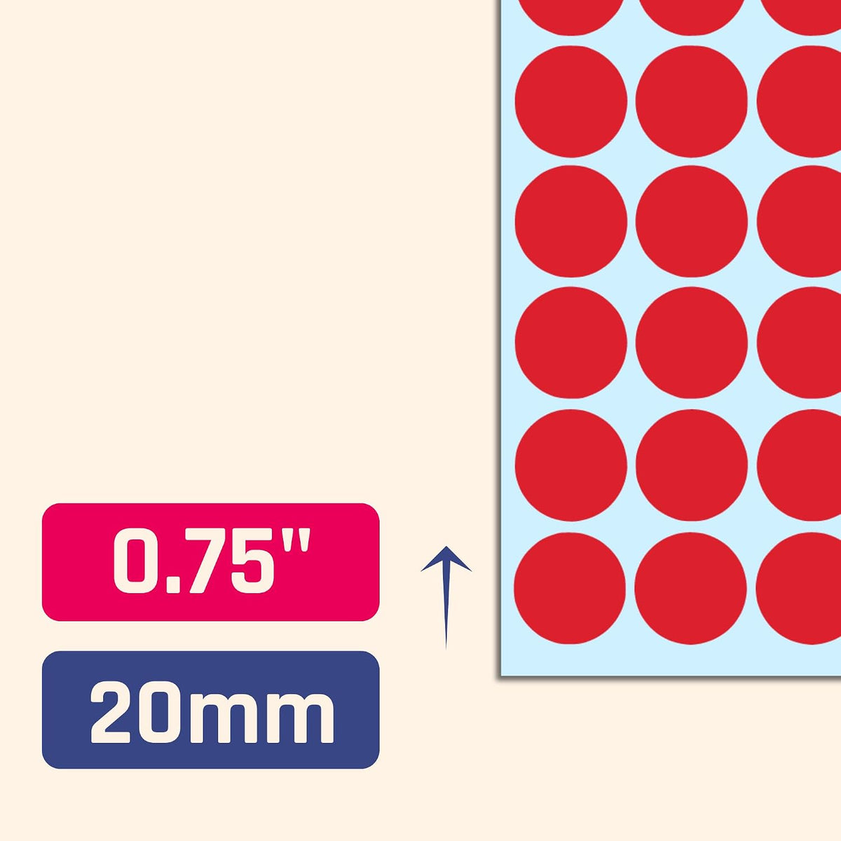 3/4" Round Colored Dot Stickers Labels - 10 Colors