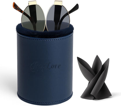 RayLove Leather Eyeglasses Case, Glasses Case, Anti-scratch Glasses Storage Organizer, Sunglasses Case with Soft Plush Lining
