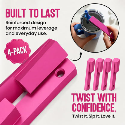 Easy Grip Bottle Cap Opener – Ergonomic Lid Turner for Stanley, Hydrojug, & Owala Tumblers – Easy Grip Assisted Bottle Opener for Weak Hands – 20oz, 32oz, 40oz - Hot Pink