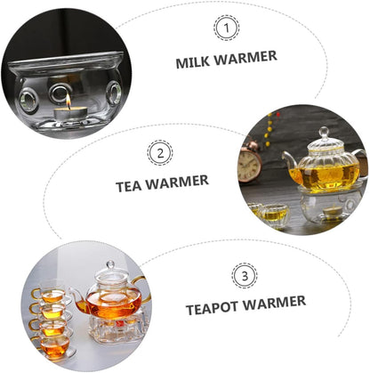 2Pcs Teapot Warmer Borosilicate Heating Stand for Tea for Home and Office Safe Ventilation for Housewarming and Birthdays