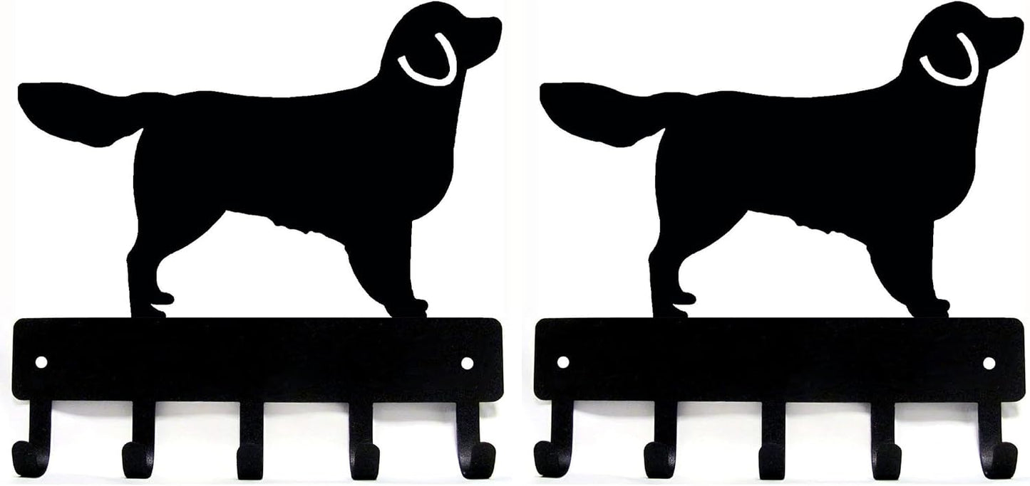 Golden Retriever Key Holder Leash Hanger - Large 9 inch | Made in USA. 5 Hooks. Wall Mounted