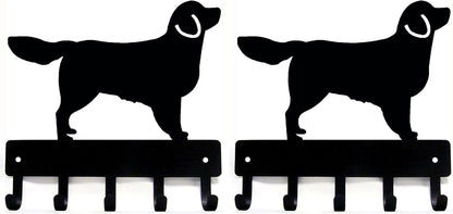 Golden Retriever Key Holder Leash Hanger - Large 9 inch | Made in USA. 5 Hooks. Wall Mounted