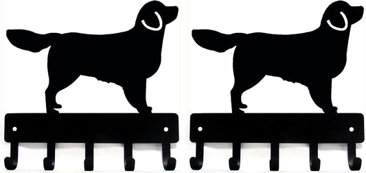 Golden Retriever Key Holder Leash Hanger - Large 9 inch | Made in USA. 5 Hooks. Wall Mounted
