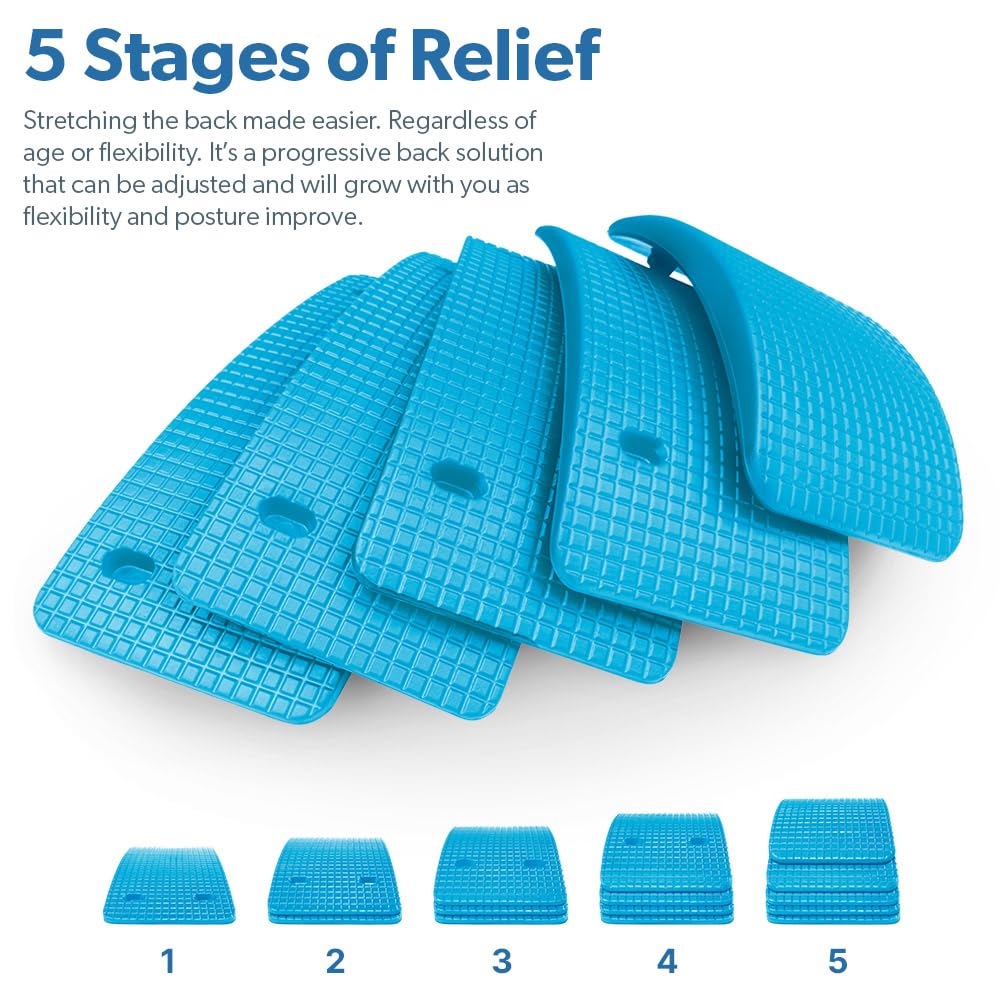 (Blue), Adjustable Lower & Upper Back Stretcher For Lumbar Support Spine Alignment & Back Pain Relief By Renowned Kinesiologist Dr. Sinett