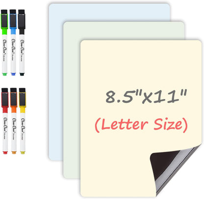 Magnetic Dry Erase Board – 8.5”x11” Reusable Lined Dry Erase List Board for Fridge 2 Pcs – Marker Included