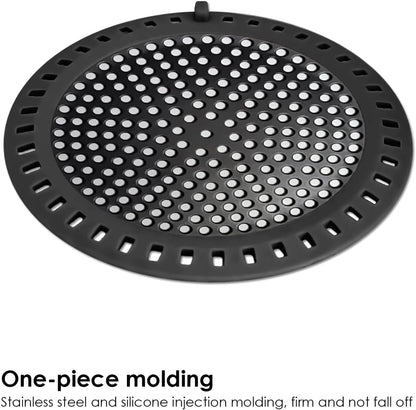 Seatery 2PCS Shower Drain Hair Catcher, Shower Drain Strainer, Stainless Steel with Silicone Edging, 4.75 Inch Diameter