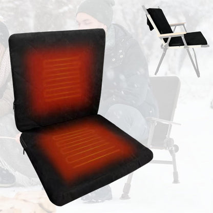 Heated Seat Cushion Foldable Memory Foam Heated Seat Pad with 3 Level Heating for Camping Fishing Office Chair Stadium Seats (Power Supply Not Included) (Artificial Suede)(L-Shape)
