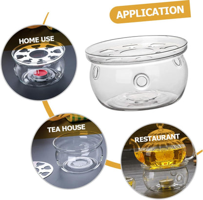 ABOOFAN High Borosilicate Glass Teapot Warmer with Candle Holder Elegant Heating Base for Tea House Restaurants and Home Use Tea Accessory
