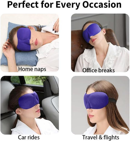 Sleep Mask for Back and Side Sleepers 1 Pack, 3D Light Blocking Eye Mask for Sleeping, Zero Pressure Eye Cover for Women and Men, Lightweight Breathable Night Blindfold Black