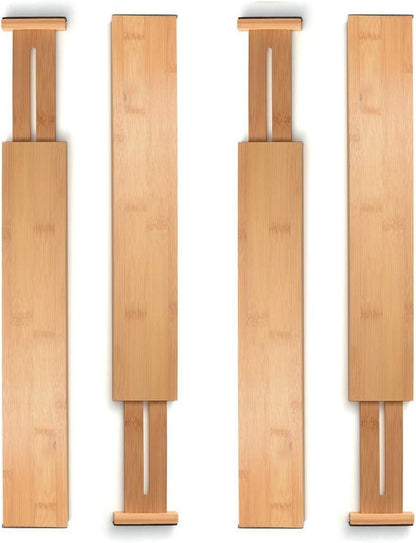 4-Pack Drawer Dividers 2.6-Inch High Dresser Organizer 16 to 22 Inch, Black | Bamboo, Spring Loaded, No Tools Needed, Fits Wide Drawers for Socks, Clothes, Utensils, Bedroom, Bathroom, Kitchen, Office
