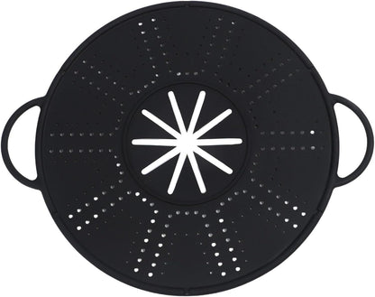 Pot Cover Spill Stopper Lid, Heat-Resistant Silicone Spill Stopper Lid Pot Holder With Steam Release Port For Ost Pots And Pans Steamer Lid And Trivet, Dishwasher (black)