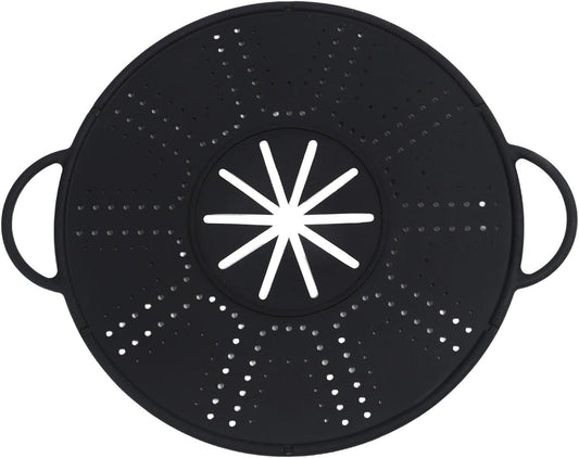 Pot Cover Spill Stopper Lid, Heat-Resistant Silicone Spill Stopper Lid Pot Holder With Steam Release Port For Ost Pots And Pans Steamer Lid And Trivet, Dishwasher (black)