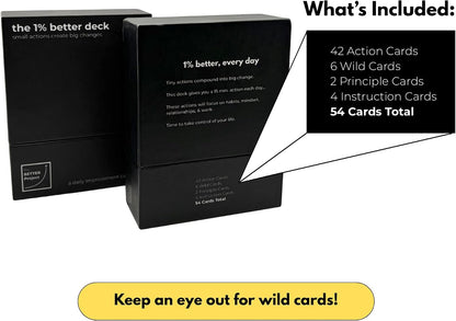 Daily Self Improvement Cards for Discipline, Productivity, Motivation & Mindset - The 1% Better Deck
