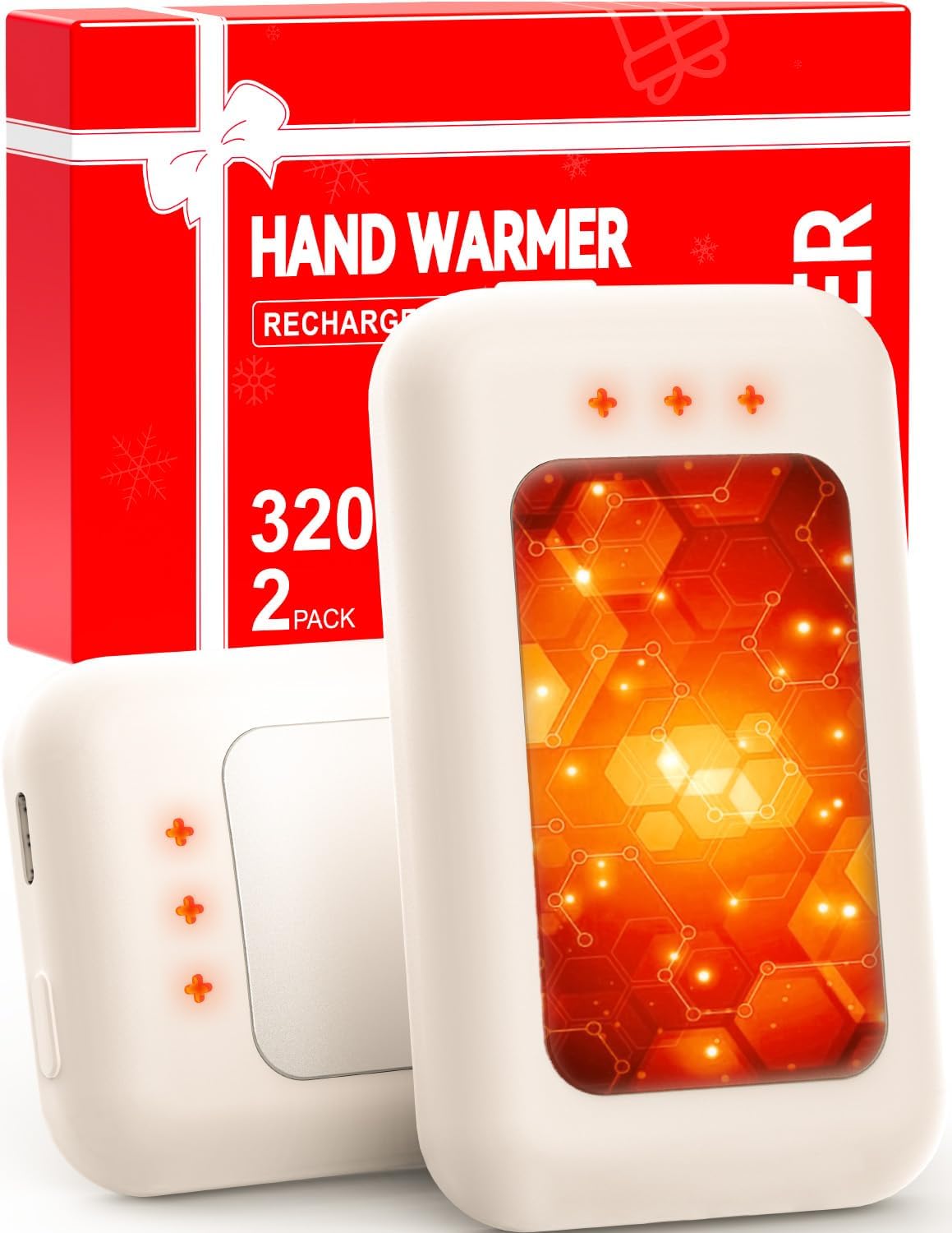 AI Hand Warmers Rechargeable, Reusable Portable Electric Hand Warmer, Fast Intelligent Heating in 1 Second, Gifts for Christmas, Outdoor, Golf, Hunting, Camping Accessories White 2Pack