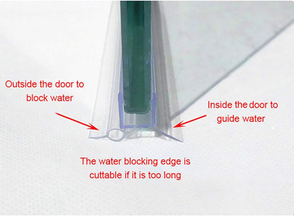 Frameless Shower Door Bottom Seal with Drip Rail for 3/8"(10mm) Glass, Length 27.5"/0.7m, Glass Door Sweep Stop Shower Leaking Clear