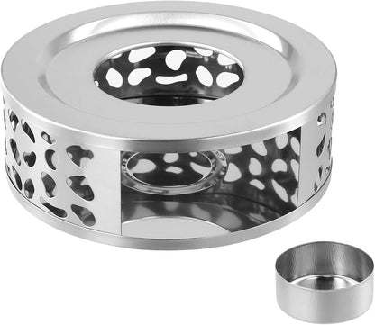 4PCS 430 Stainless Steel Teapot Warmer, Teapot Heater with Tealight Holder, Tea Pot Warmer Base for Meet for Tea