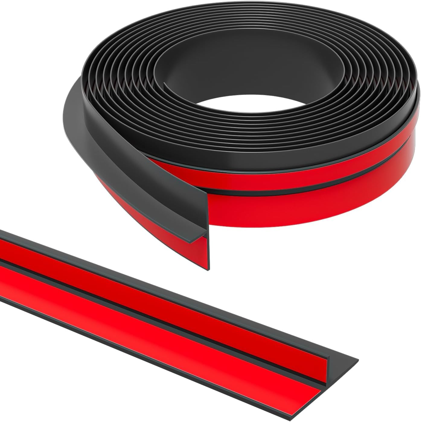Elvone T-Shaped Weather Stripping Seal, Clear Silicone, 1.97 in x 20 ft | Flexible door seal strip covers door, window, and bathroom gaps; peel-and-stick design helps reduce drafts