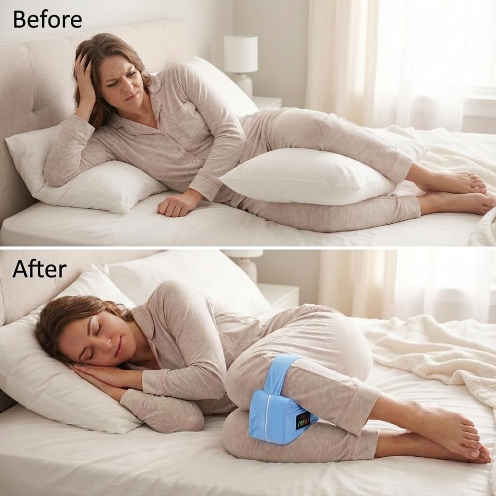 NOVA Leg Spacer Knee Pillow – Orthopedic Foam Knee Support Cushion for Side Sleepers, Pressure Relief for Hips, Legs & Lower Back, Standard Size, Soft Terry Cloth Removable Washable Cover