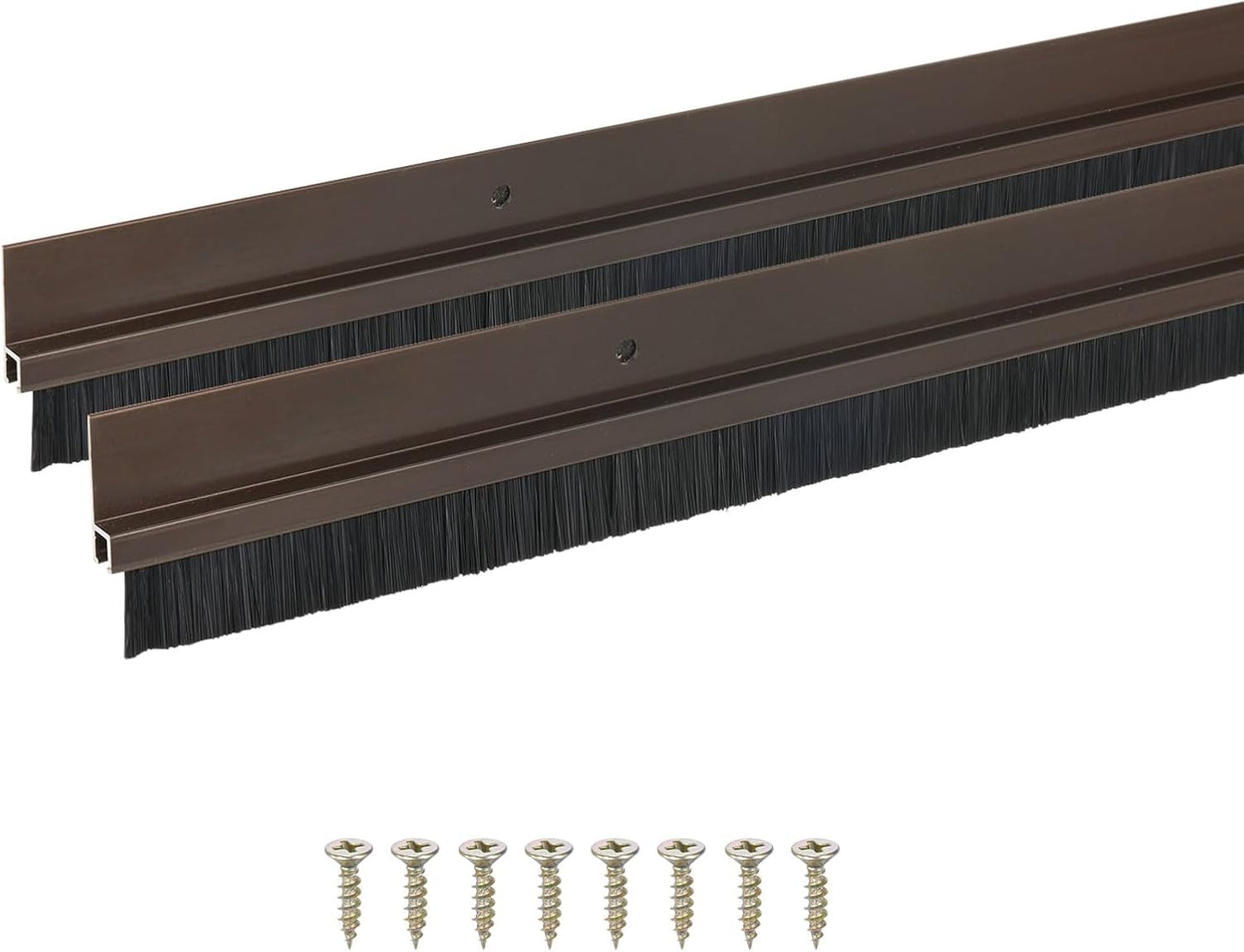 M METERXITY 2Pack Door Sweep - 39" Door Bottom Brush Heavy Duty Seal Draft Stopper Aluminum Base with 20mm Brush, Adhesive/Screw Installation for Interior/Exterior/Garage/Sliding Doors, Black