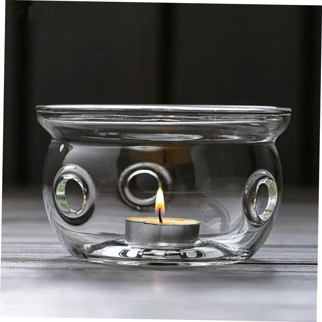 KICHOUSE Glass Teapot Warmer Base High Borosilicate Glass Desktop Tea Warmer for Home and Office Lightweight and Sturdy for Tea Lovers