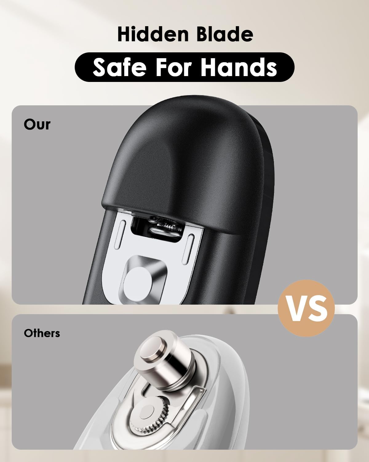 Canslab Core Electric Can Opener_One Touch Auto Stop, 4 AA Battery Powered | Handsfree Smooth Edge Can Openrer for kitchen, Easy for Seniors with Arthritis, Food Safe, for Small / Large Cans, Black
