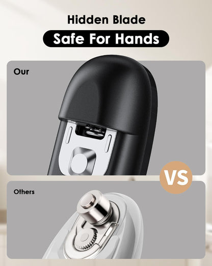 Canslab Core Electric Can Opener_One Touch Auto Stop, 4 AA Battery Powered | Handsfree Smooth Edge Can Openrer for kitchen, Easy for Seniors with Arthritis, Food Safe, for Small / Large Cans, Black