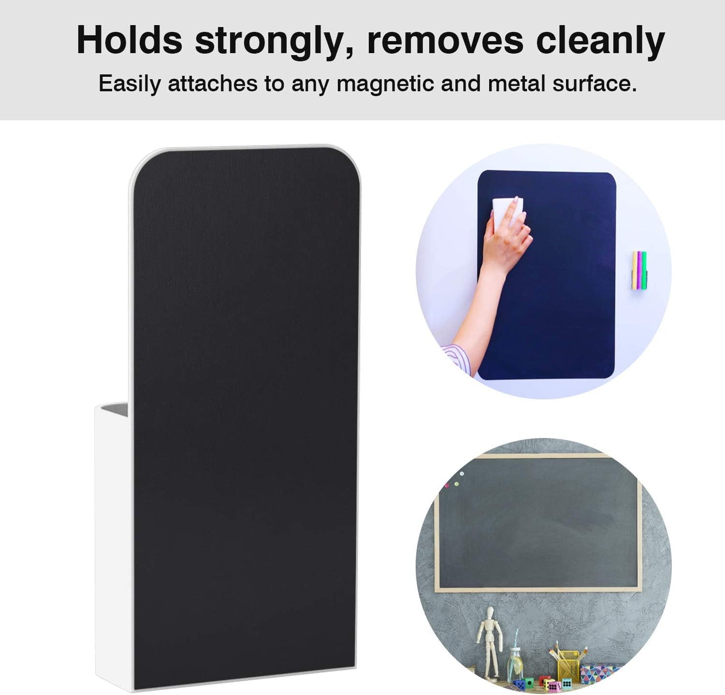 MoKo Magnetic Pen Holder, Pencil Accessories Whiteboard Organizer, White | Magnetic dry erase marker holder has two compartments and an ABS body for whiteboards, refrigerators and lockers.
