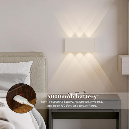 2 Pcs LED Magnetic Wall Sconce Lights,5000mAh Wireless Bedside Wall Light USB Rechargeable Reading Wall Lamp,3 Lighting Colors And Dimmable Battery Operated Wall Sconces (Walnut color, 2 pcs)