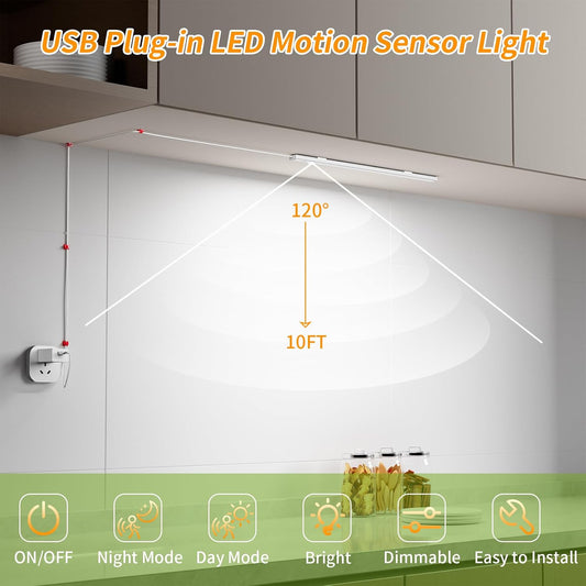 USB Plug-in Motion Sensor Light, ON/Night/Day Modes, Bright&Dimmable