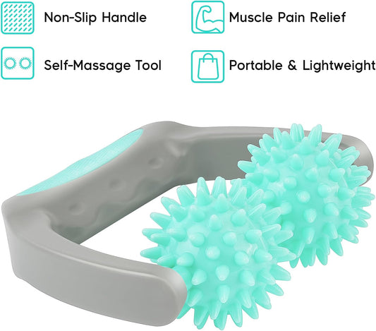Coolife Fascia Release Spiky Massage Roller, Muscle Cellulite Massager | Deep Tissue Massage Tool for Neck Shoulder Legs, 2 Balls Pressure Trigger Point Myofascial Manual Body Massager for Women Men