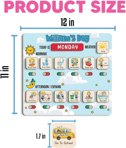 Wooden Chore Chart for Kids, Wooden Daily Routine Chart for Kids, Visual Schedule for Kids, Chore Reward Chart, Bedtime Morning Routine Chart for Toddlers