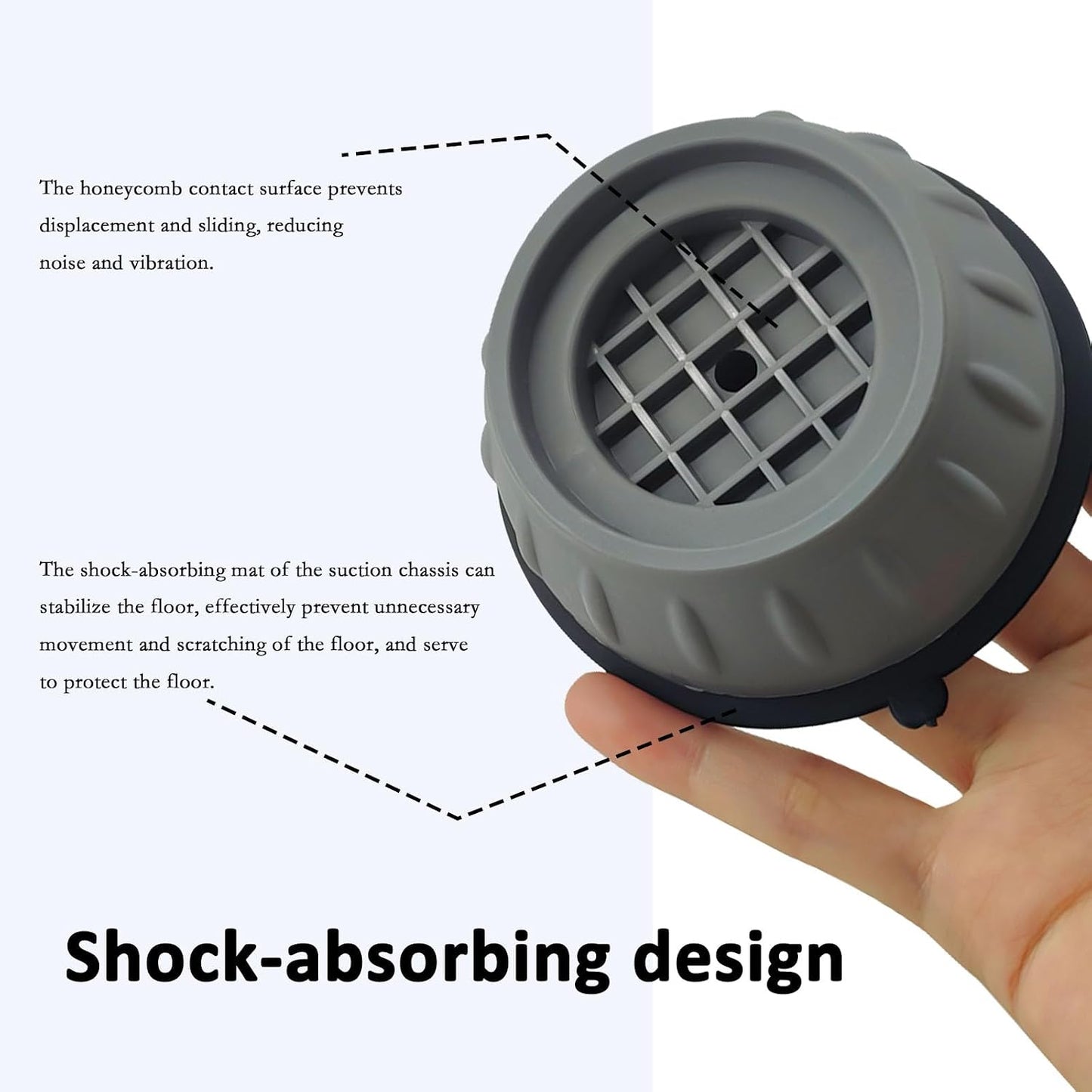 4Pcs Anti Vibration Pads for Washing Machine, Washer Vibration Dampening Pads Reduce Noise & Walking, Shock Absorber Stabilizer Feet with Suction Cup for Dryer and Appliance