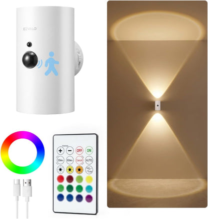 EZVALO Motion Sensor Wall Lights with Remote, Gold Sconces Wall Decor