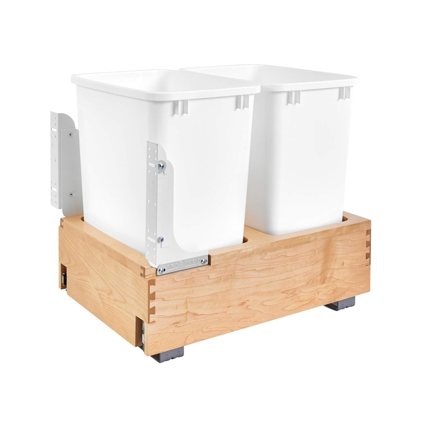 Rev-A-Shelf Double Pullout Trash Can w/Soft-Close Slides, 14.5" Min Opening | Large Capacity Garbage/ Recycling Waste Bins for Under Kitchen Cabinets, Heavy Gauge Wire Construction, 4WC-18DM2