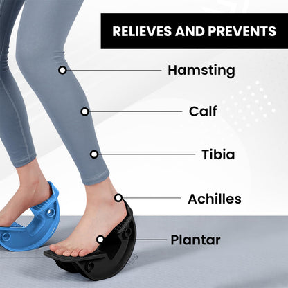 Foot and Calf Stretcher for Plantar Fasciitis Relief - Foot Rocker with Yoga Stretching Strap, Hamstring & Achilles Stretcher - Non-Slip Home Physical Therapy Equipment for Flexibility & Recovery