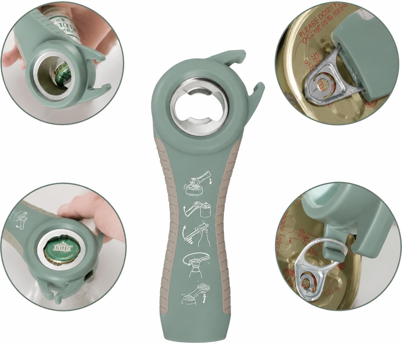 5-in-1 Non-Slip Opener Set, Can, Bottle & Wine Opener | Leverage design for easy open Comfortable grip handle Rust-proof steel Multi-purpose kitchen tool Compact storage