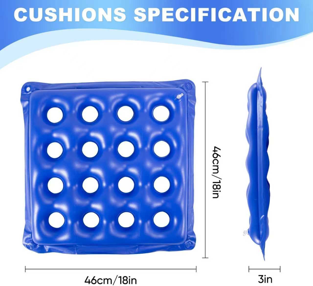 2-Pack Inflatable Waffle Cushion for Pressure Relief, Wheelchair Cushion for Pressure Redistribution, Portable Air Seat Cushions for Office Chair Car Seat, Breathable Seat Pad, Includes 1 Air Pumps