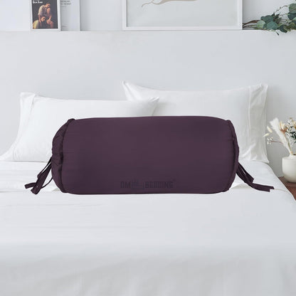 SAHARBEDDINGS 2 Pieces Cervical Neck Roll Pillow Cover with Cotton Bolster Pillowcases for Cylindrical Cushion and Drawstring Closure Round Neck Pillowcase (Plum, Roll Pillow 18x3 Pack of 2)