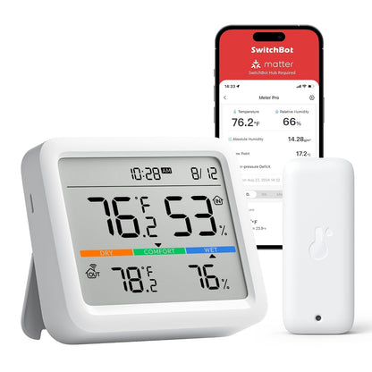 SwitchBot Meter Pro, Digital Hygrometer & Thermometer - Wireless Indoor Temperature & Humidity Monitor with Bluetooth App Control, Real-Time Alerts (1, Meter Pro)