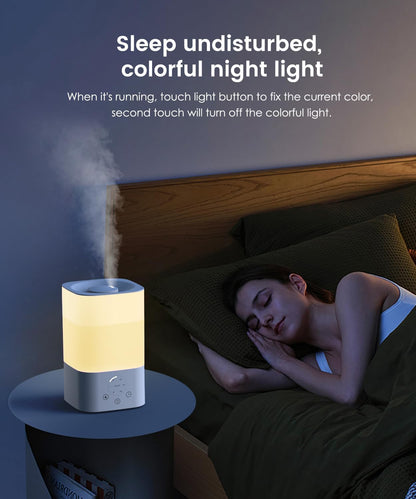 Pharata Humidifiers for Bedroom Large Room, 2.5L Cool Mist Humidifier with Essential Oil Diffuser, Top Fill Humidifier for Baby, Home, Plant, Ultrasonic Humidification for whole house, Auto Shut-Off