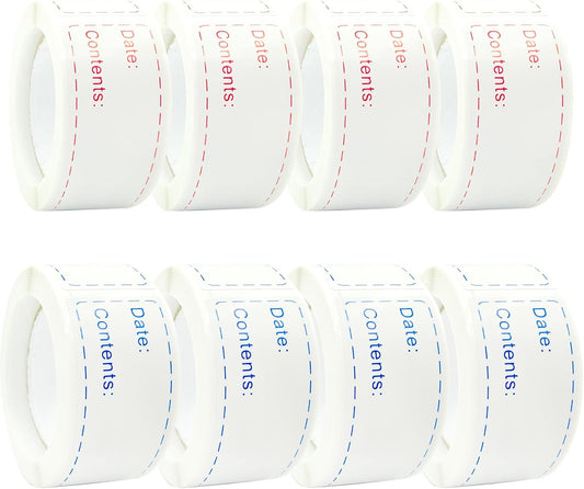 8 Rolls 1000 Pieces Removable Freezer Labels 1 x 3 Inch Food Storage Stickers Date Stickers Easy to Clean and Write On (1000pcs)