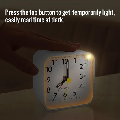 Lamisola Small Analog Travel Alarm Clock, Battery Operated Desk Table Shelf Clock for Kids, Quieter Bedside Alarm Clocks for Bedrooms Bathroom Living Room Kitchen, Black
