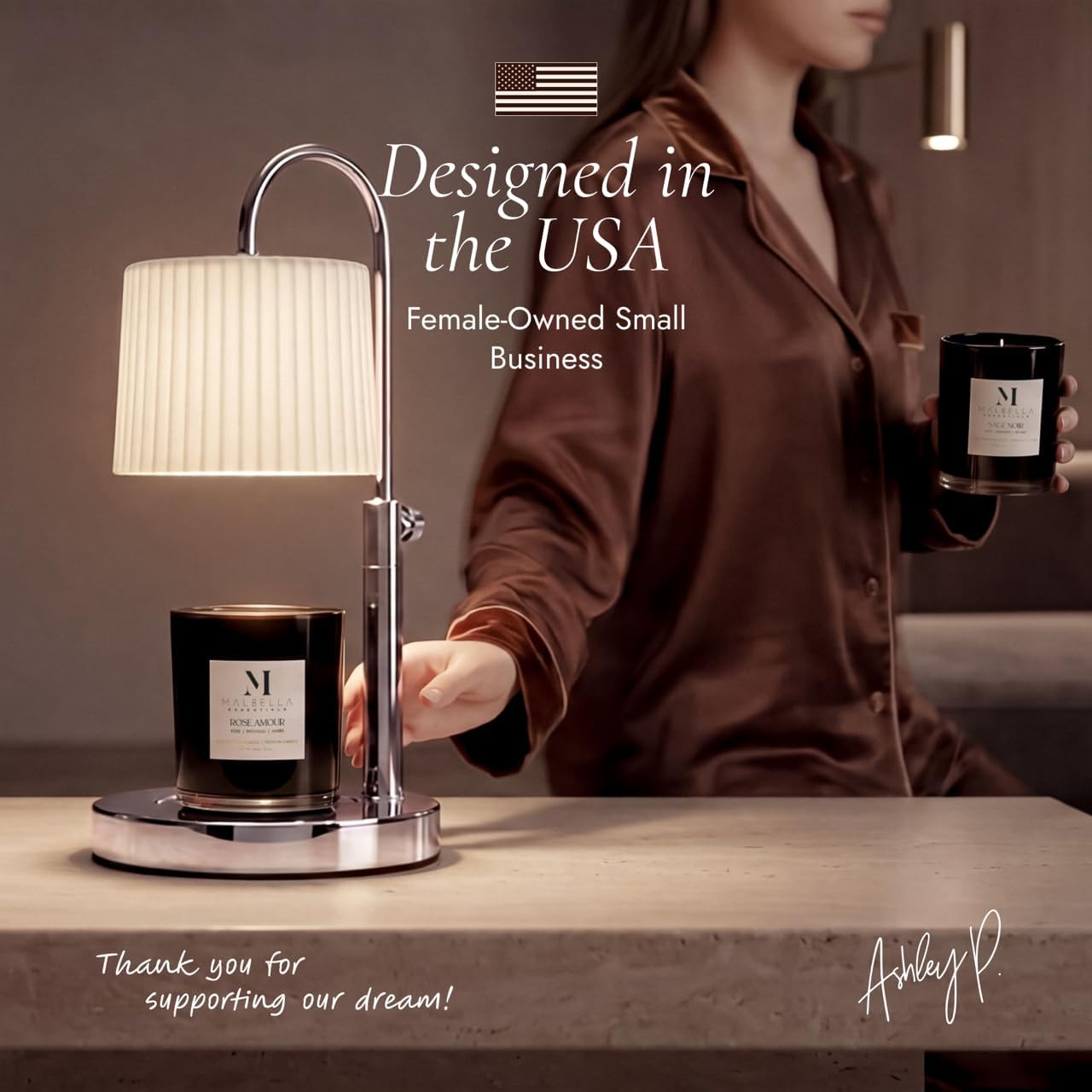 Dimmable Glass Candle Warmer Lamp with Timer - Adjustable Height Candle Lamp Warmer with Timer (8H/4H/2H) - Wax Melter - Ideal Gift, fits Various Size Scented Candles - 02 Bulb - (Gold Metal)