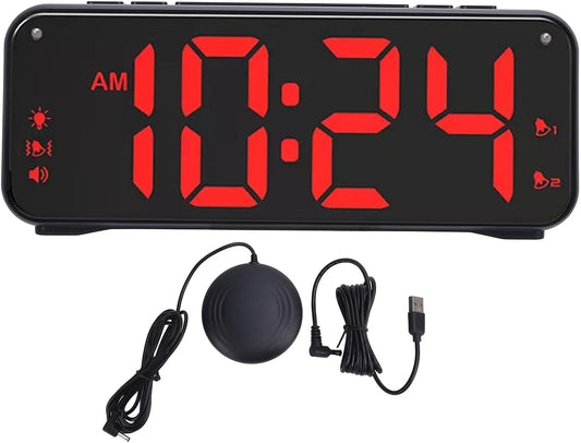 Extra Loud Bed Shaker Alarm Clock - Dual Alarm & Large LED Display