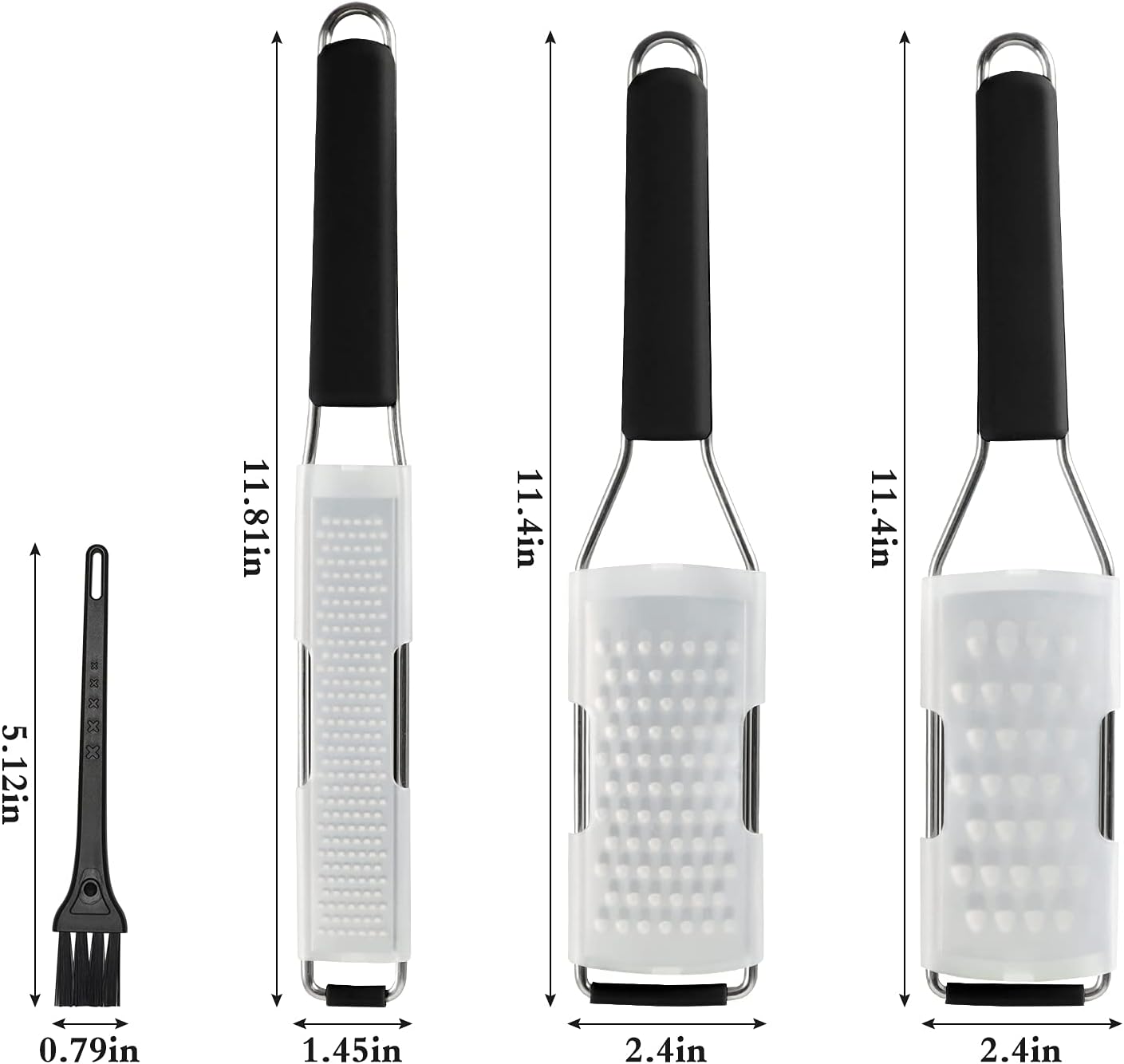 Cambom Lemon Zester Grater Three-piece Suit - Heavy Duty Kitchen Tool for Parmesan Cheese, Ginger, Garlic, Nutmeg, Chocolate, Vegetables，Fruits，Stainless Steel Grater Dishwasher Safe Black | 304 Stainless Steel, Sharp Tool for Parmesan Cheese, Ginger,